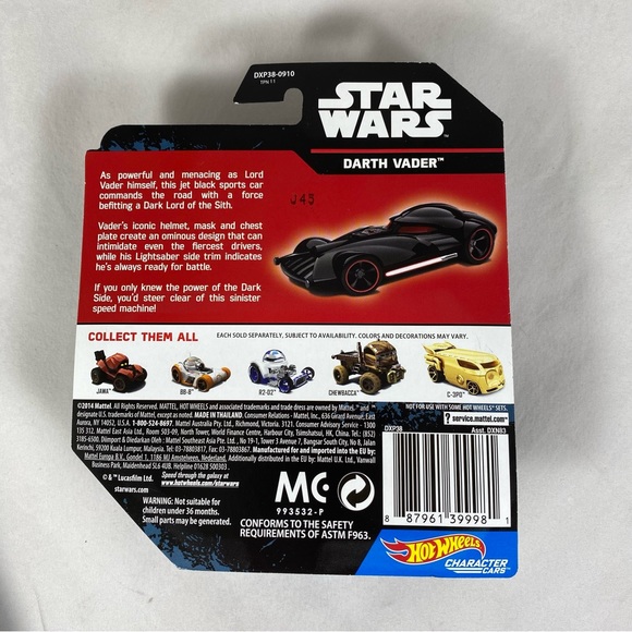 2014 Star Wars Hot Wheels Character Cars - Darth Maul & Darth Vader - Picture 5 of 5